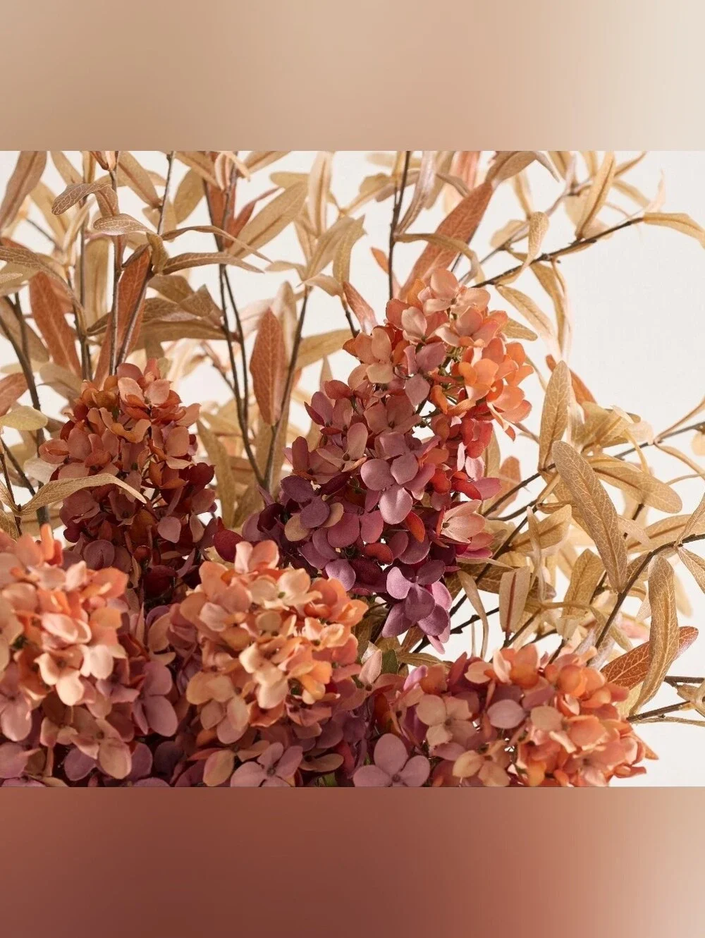 Pottery Barn Tan Olive and Pink Hydrangea Faux Bundle